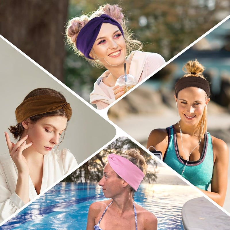 Luuao 12 Pcs Stretchy Sport Headbands for Women,Absorbed Sport Headband Soft Twist Knotted Headbands for Yoga, Workout Daily Life - Image 5